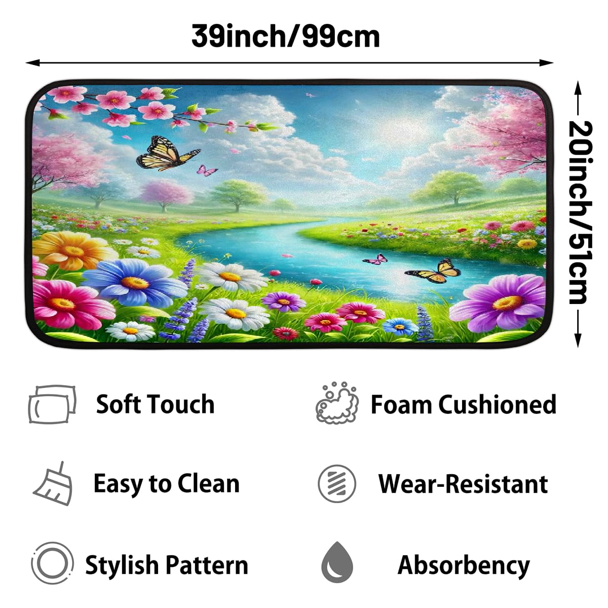 Spring Flower Kitchen Rug Non (Color44)