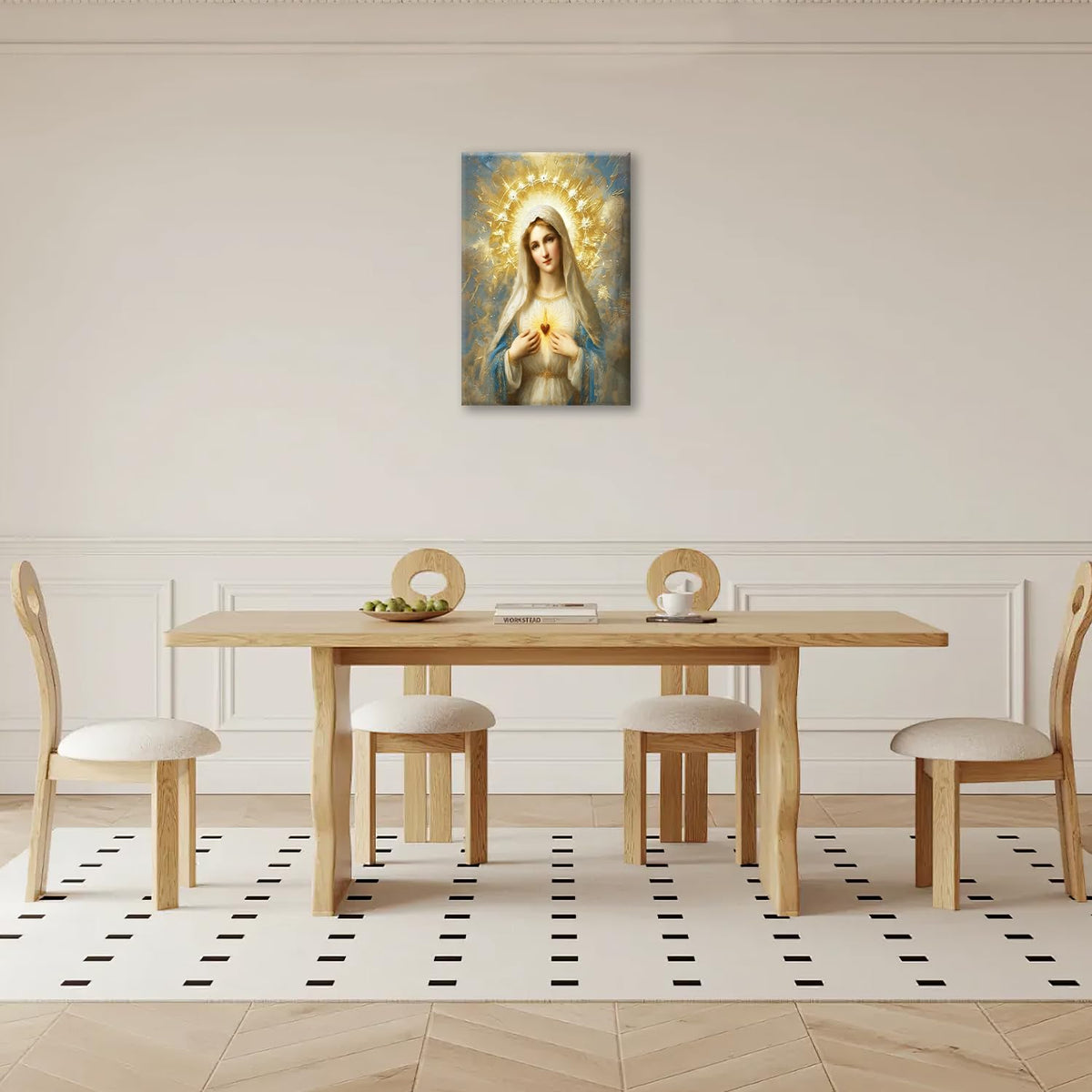 Christian Mary Wall Art Mary Mother Of God Jesus Canvas Wall Decor Catholic Pictures Christ Paintings Prints Religious Bible Artwork Framed Decorations For Church Prayer Room Bathroom Bedroom Living Room Gifts 16" x 24" (Mary / 24"L x 16"W)