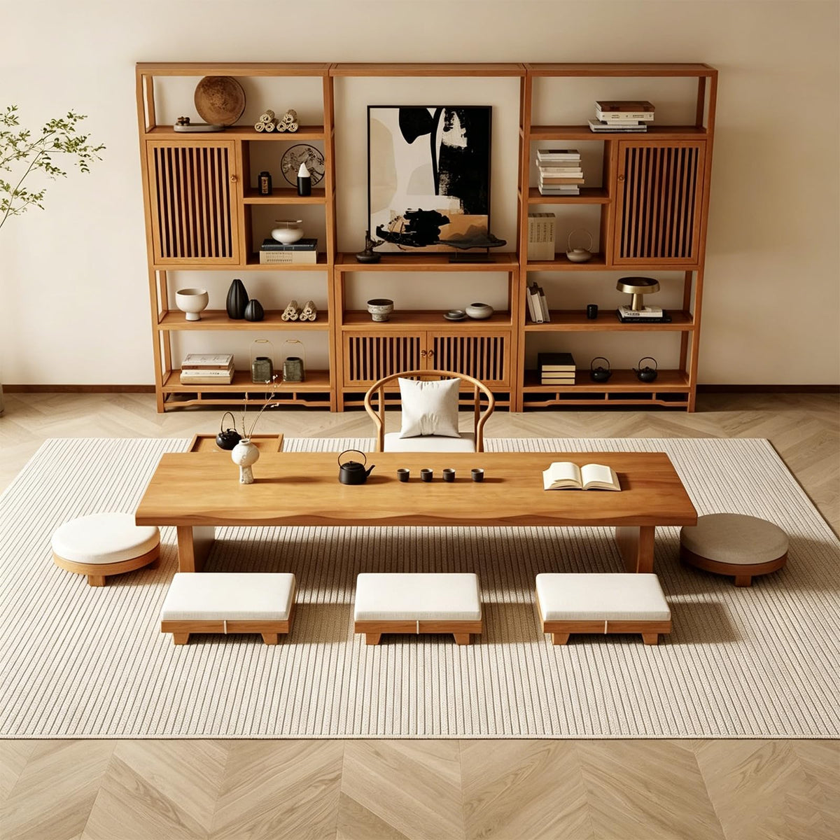 Solid Wood Japanese floor table (Square Stool / 35*45*10cm)