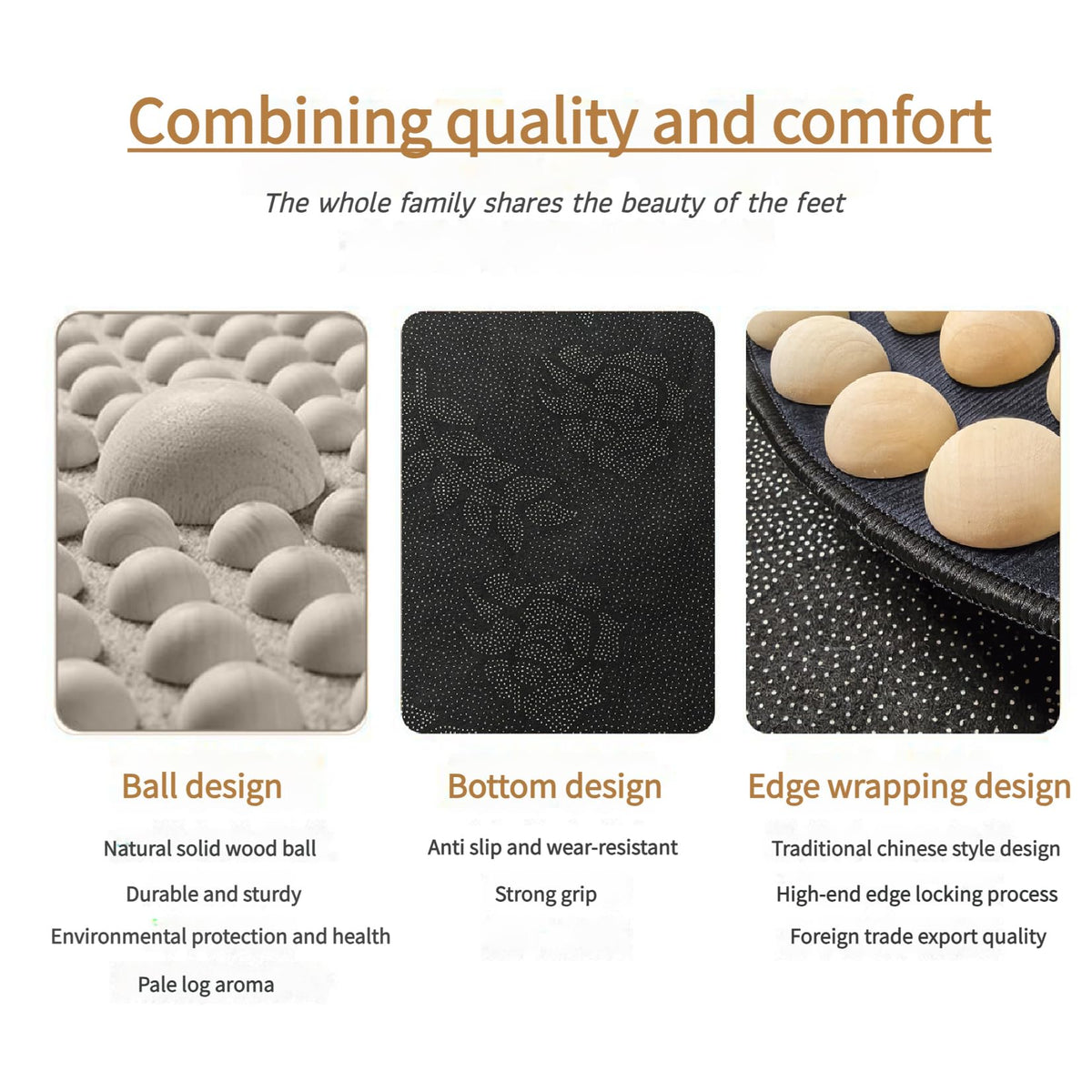 Wooden Acupressure Foot Massager Mat (Wood-round)
