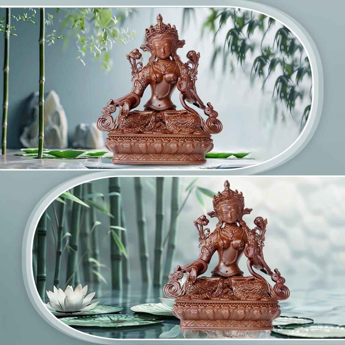 White Tara Buddha Statue Pure Copper Handmade Zen Home Decor (White Tara)