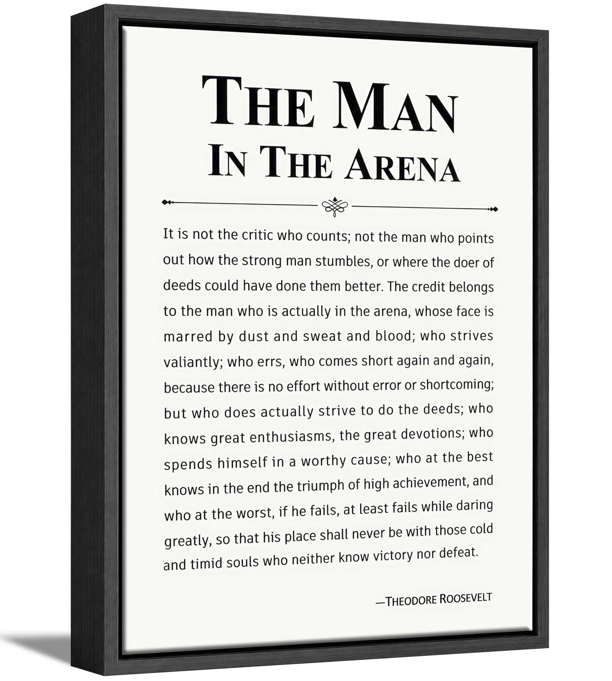 The Man in The Arena Framed Inspirational Canvas Wall Art 12×16 Inch (Framed Inspirational / 16"L x 12"W)