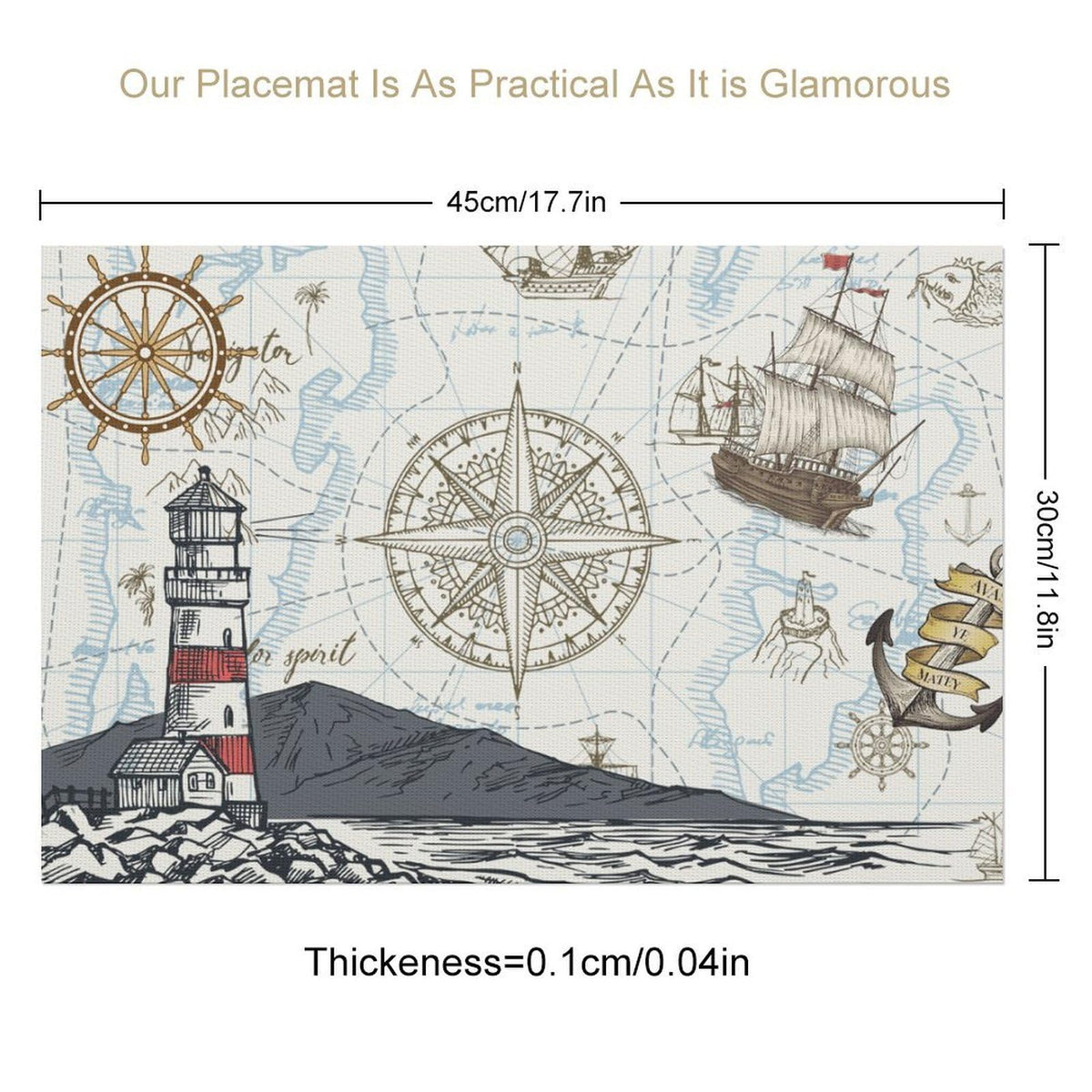 Nautical Placemat Set of 6 (Coastal-7 / 6pcs)