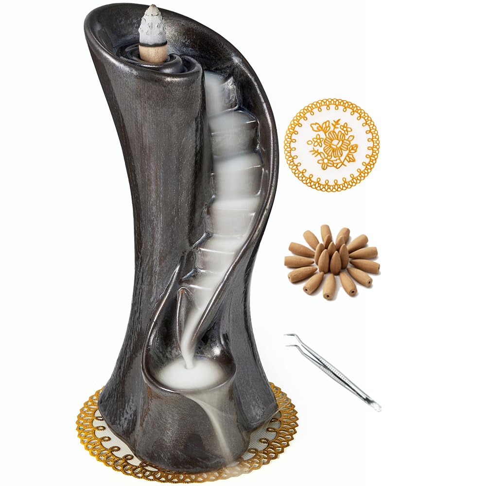 Unique Cloud Stairs Ceramic Waterfall Incense Holder (Metallic)