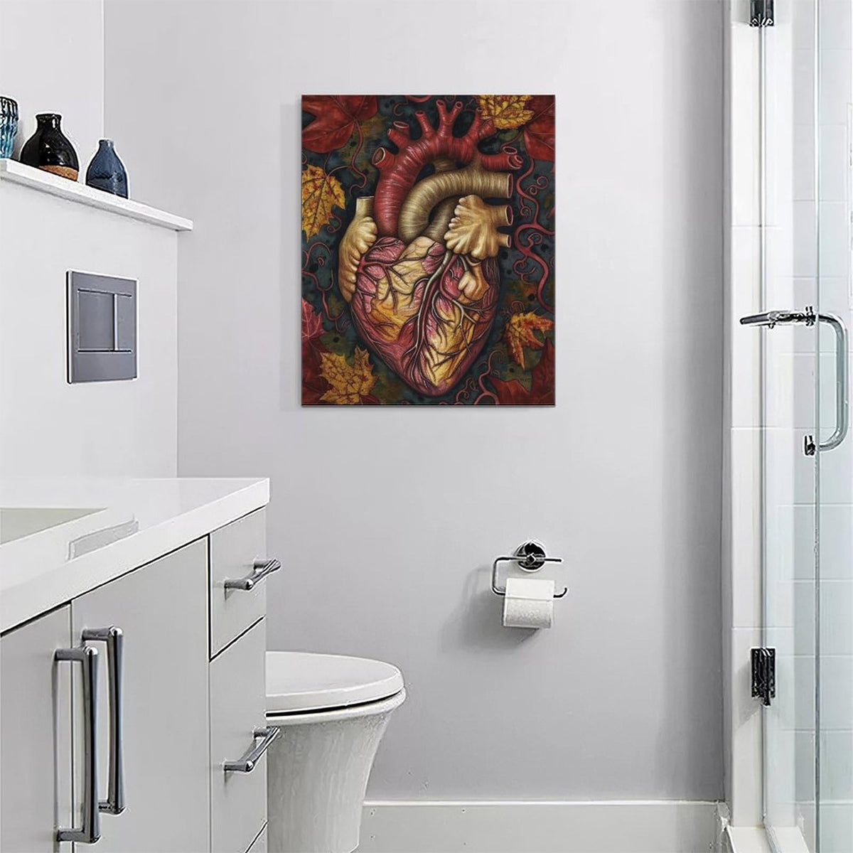 Heart Wall Art Human Heart Pictures Canvas Wall Decor Anatomy Aesthetic Painting Home Modern Artwork Decorations Framed for Nurse Office Bathroom Bedroom Living Room 16 x 20 inch (16" x 20" / Heart)