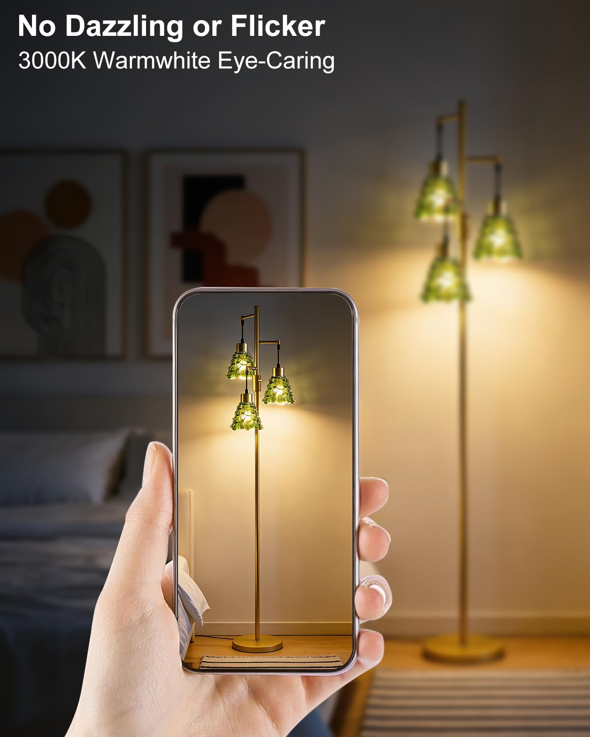 Glass Floor Lamp 3 (3 Green Horn-Gold)