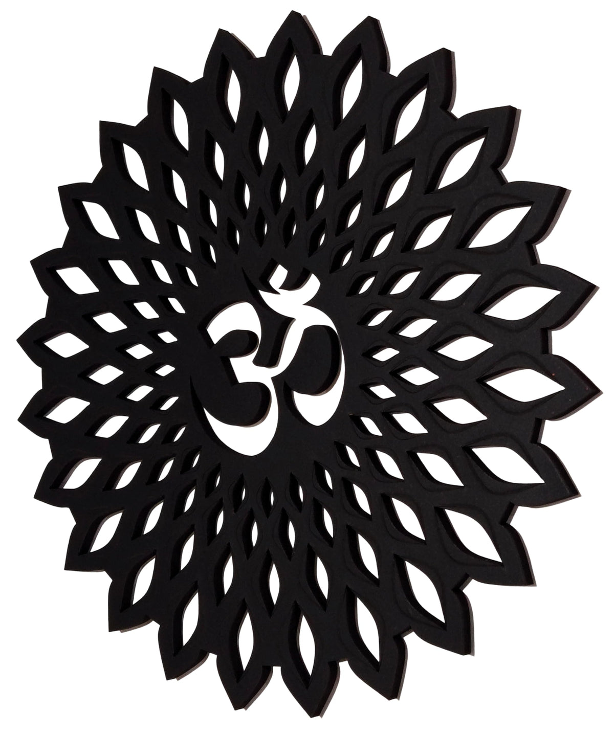 Black Om Round Decorative Wall Art Mdf Wooden Om Chakra For Temple (Marking OM-Black / 18"L x 18"W)