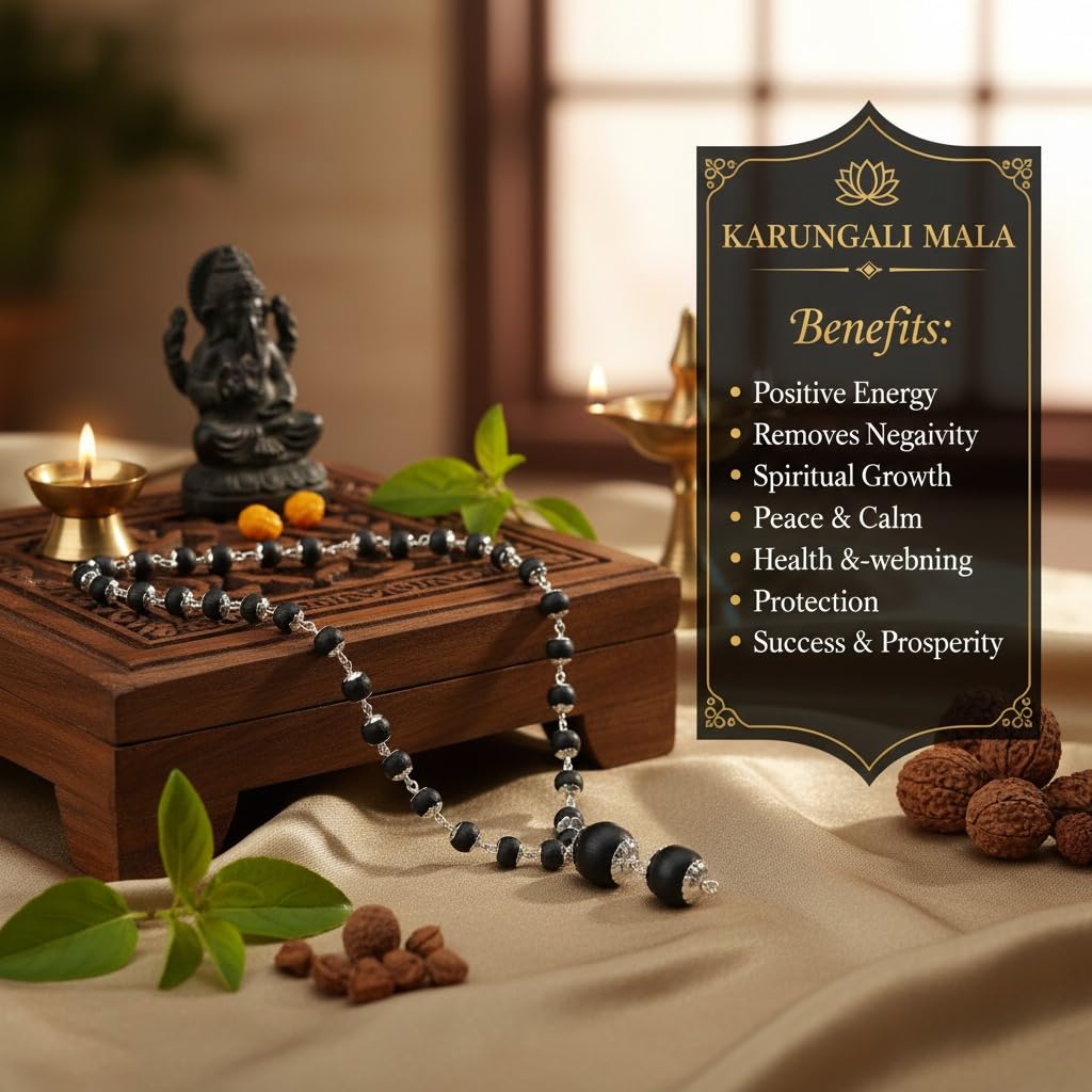 Arihant Gems And Jewels®Original Karungali Beads Black Ebony Wood Beads For Mala