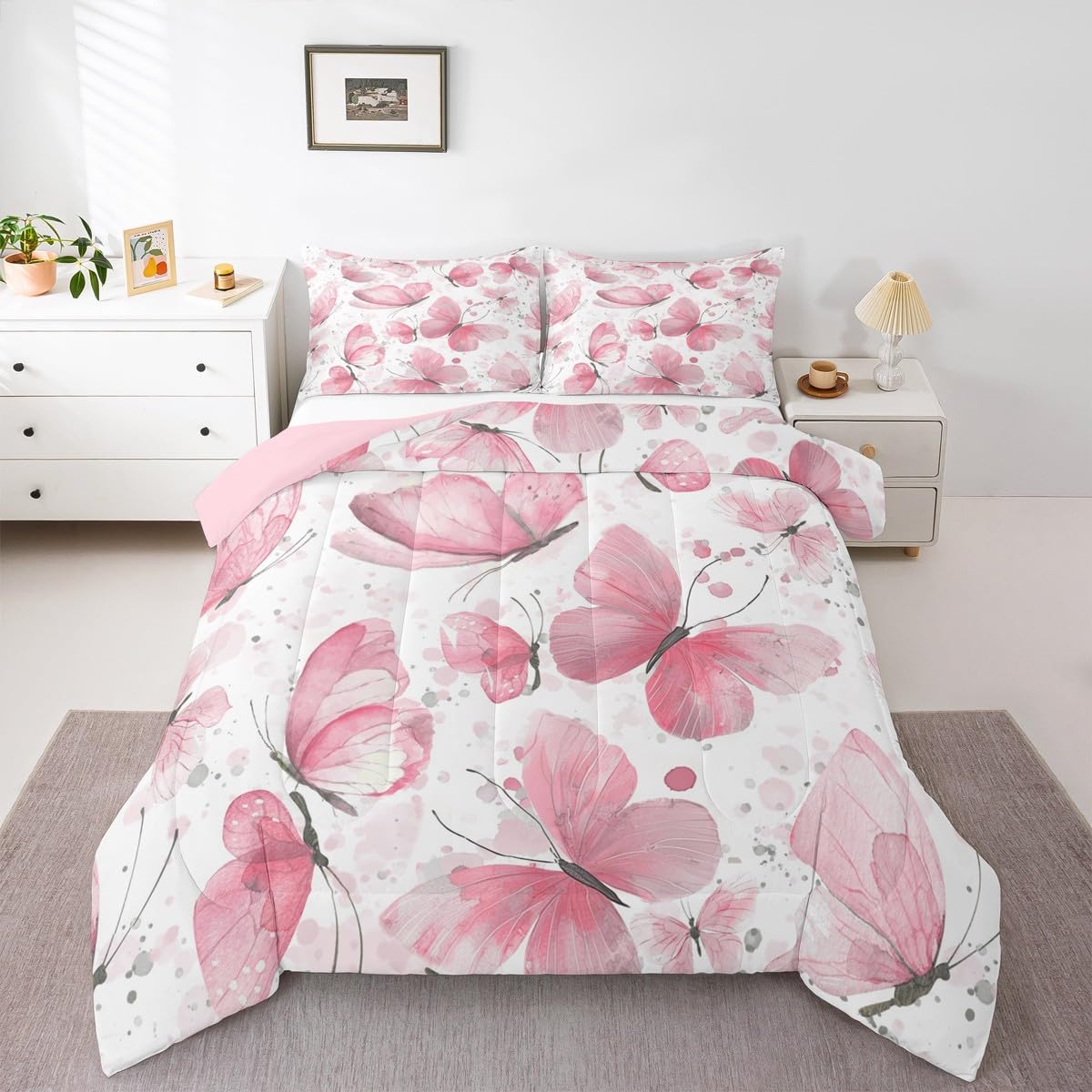 Girls Butterfly Kids Comforter Set King Size for Kids Boys Girls (Multi 815 / King)
