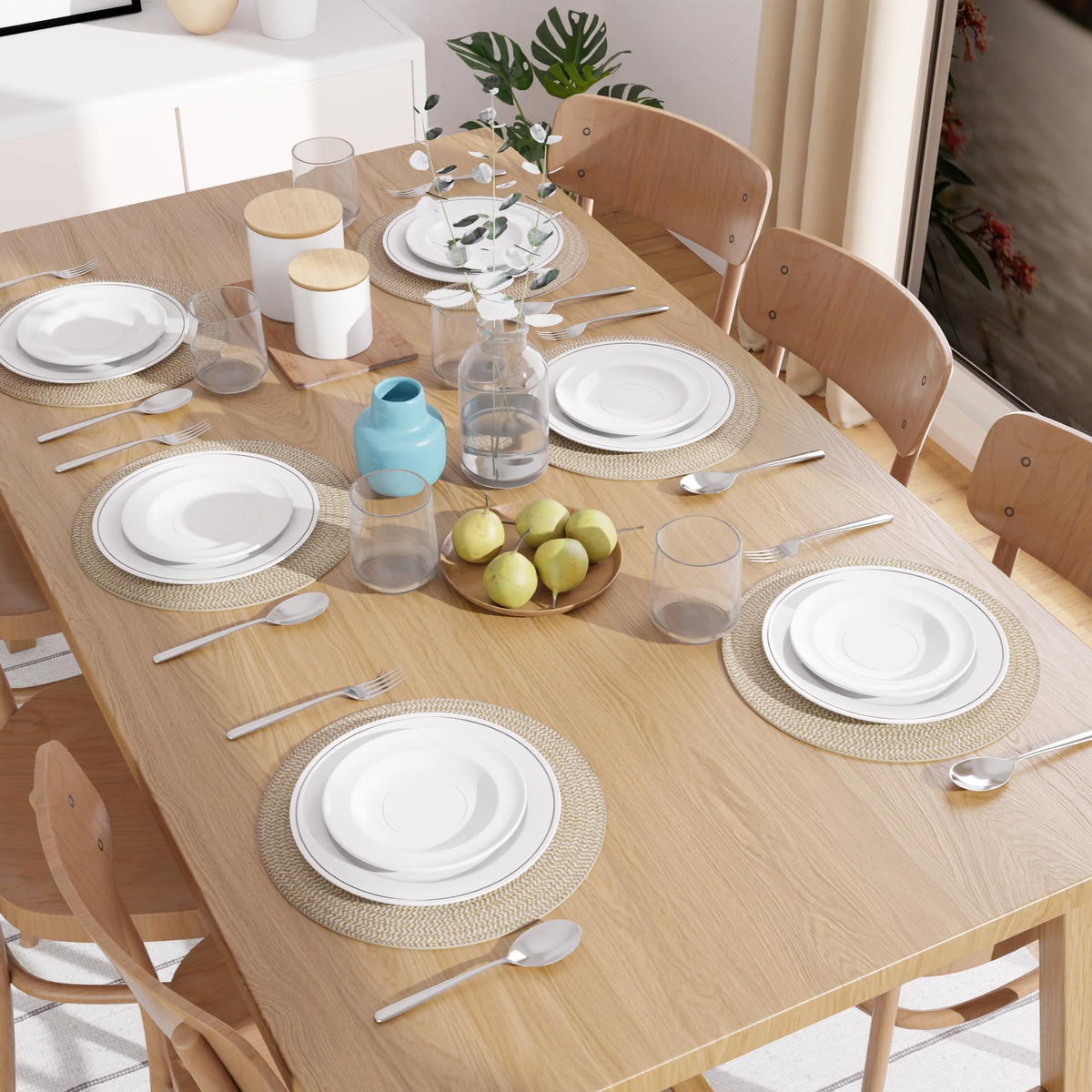 Dining Placemats (Beige & Off White Mix / 13" (Set of 6))