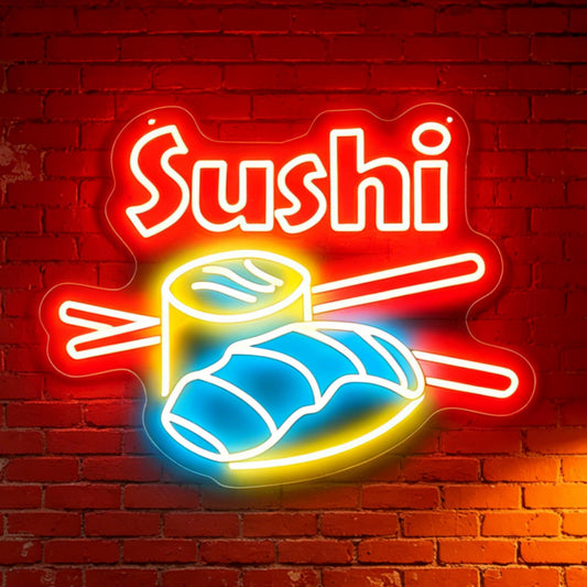 Sushi Neon Sign Japanese Izakaya Food LED Wall Decor (Sushi-Orange)