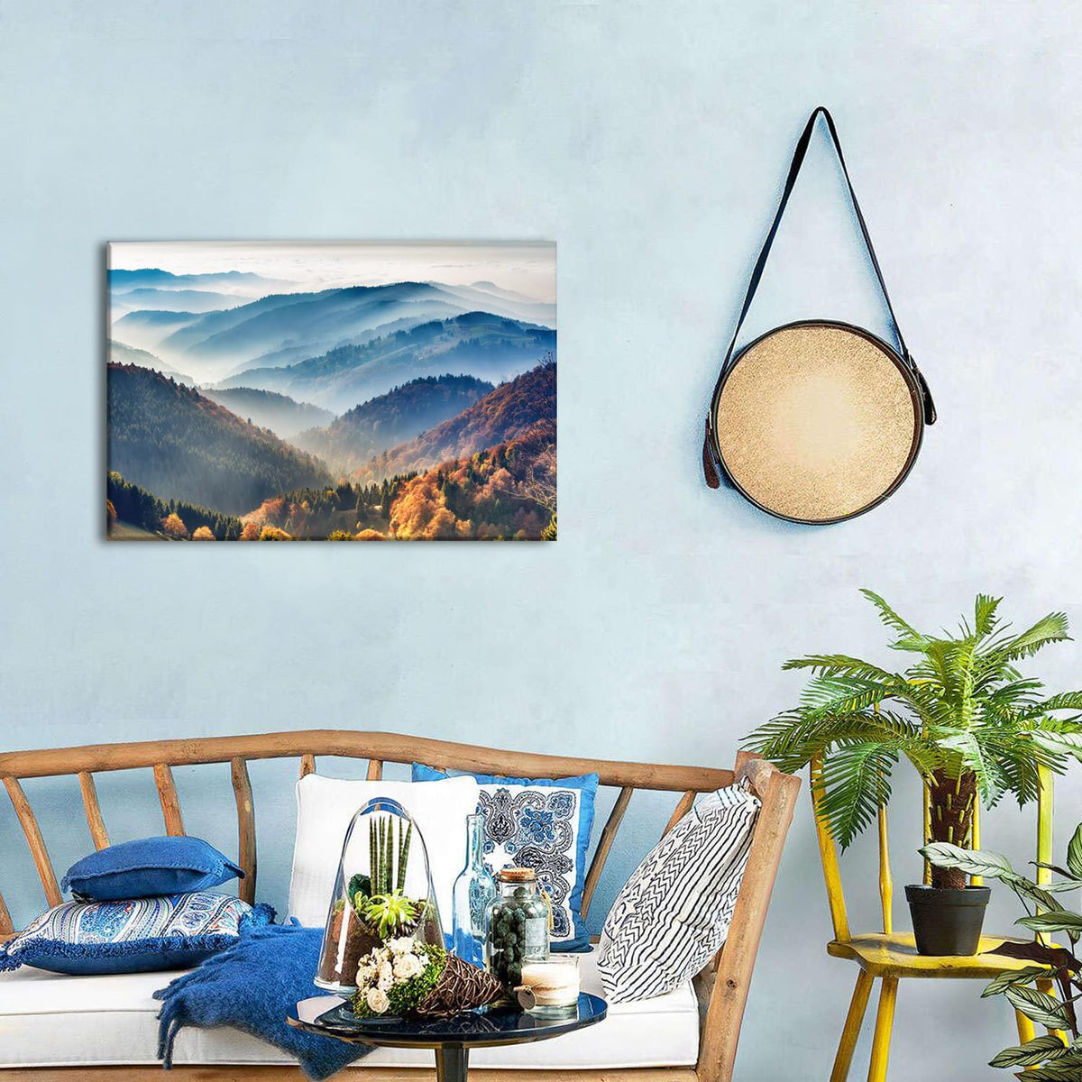Great Smoky Mountains Canvas Wall Art Nature Landscape Pictures Wall Decor for Living Room Foggy Forest Scenery Prints Poster Tennessee North Carolina Scenic Painting Artwork Home Decorations 16x24” (24"L x 16"W / Great Smoky Mountain-1)
