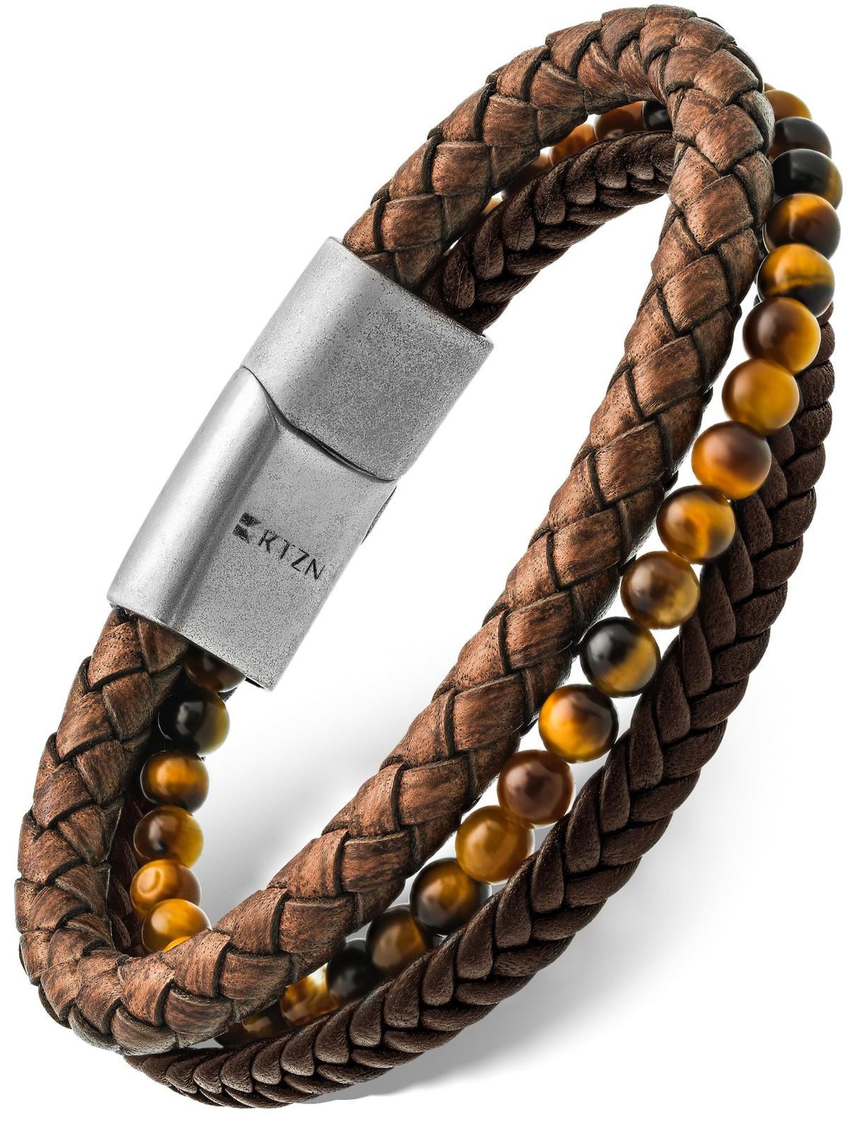 Brown Leather Bracelet for Men (Medium / Multi-Strand)
