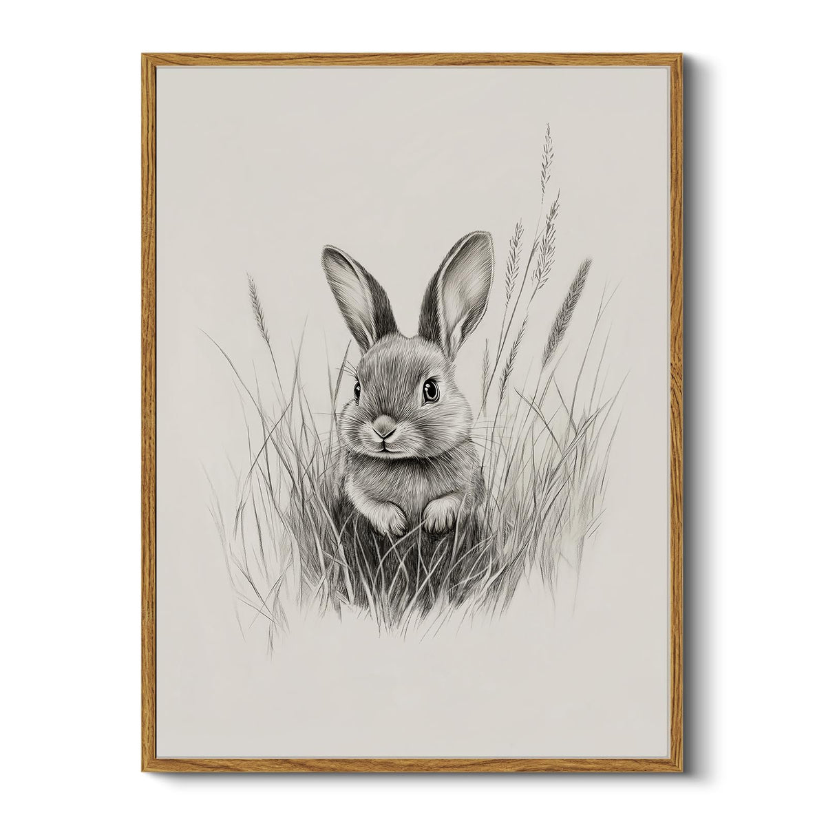 Elegant Cute Bunny Sketch Framed Canvas Wall Art (Sketching / 16"L x 12"W)
