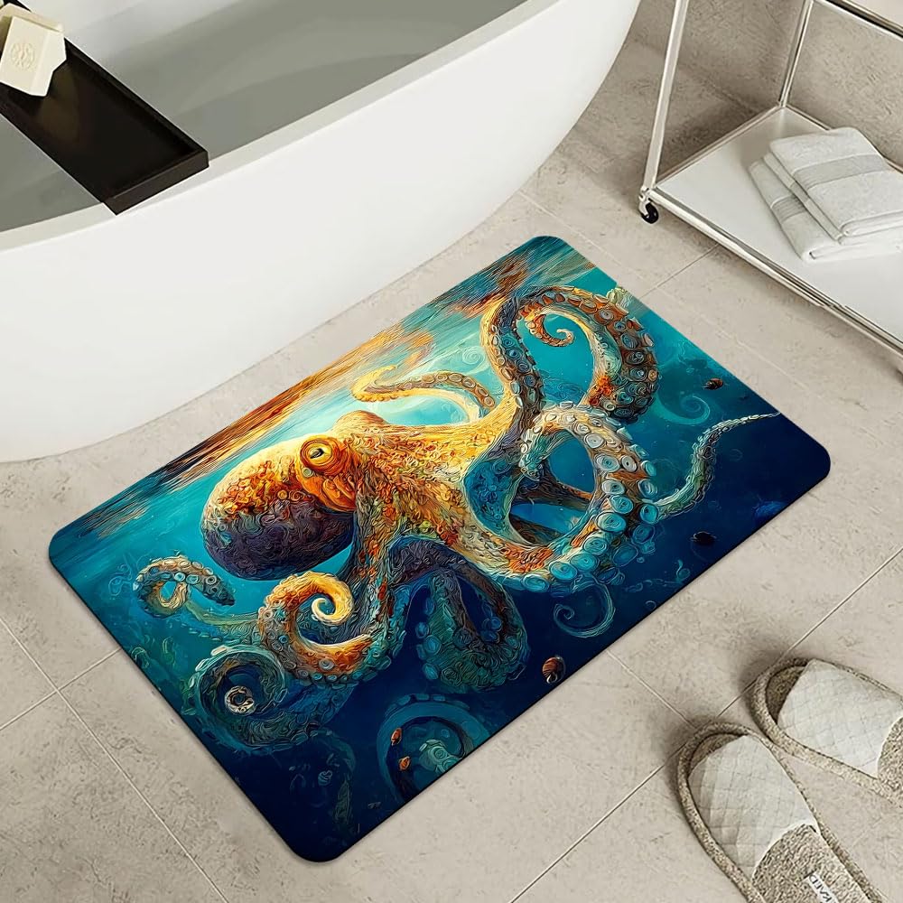 Bath Mat Bathroom Rug (Dancing Octopus / 16 x 24 inches)