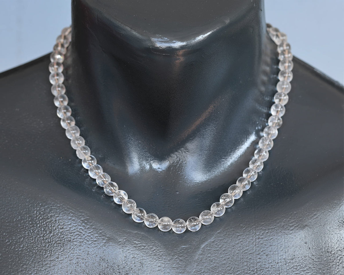 Natural Clear Quartz Beaded Choker Necklace (Clear Quartz / 26 Inches)