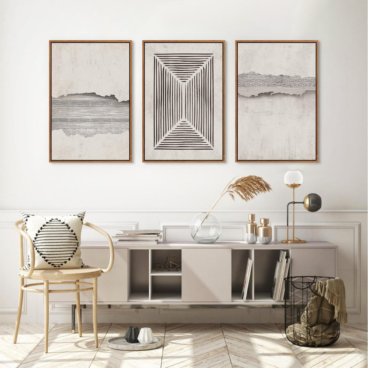 Modern Abstract Canvas Wall Art (Abstract Line / 24"L x 36"W)
