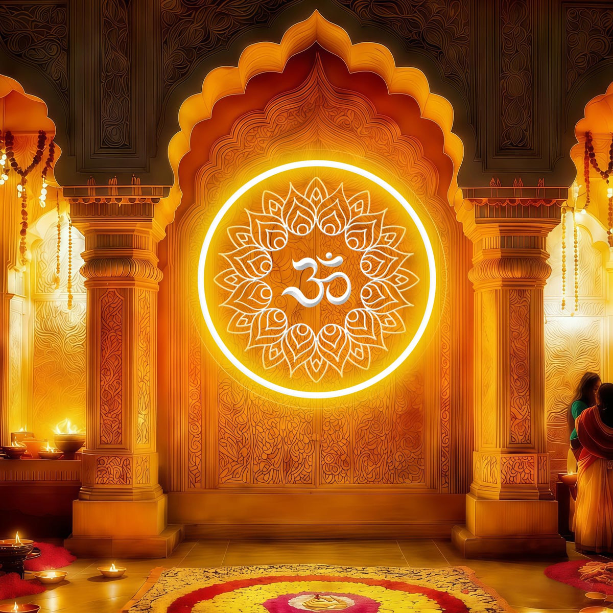 Om Mandala Neon Sign (Om-Golden Yellow M)