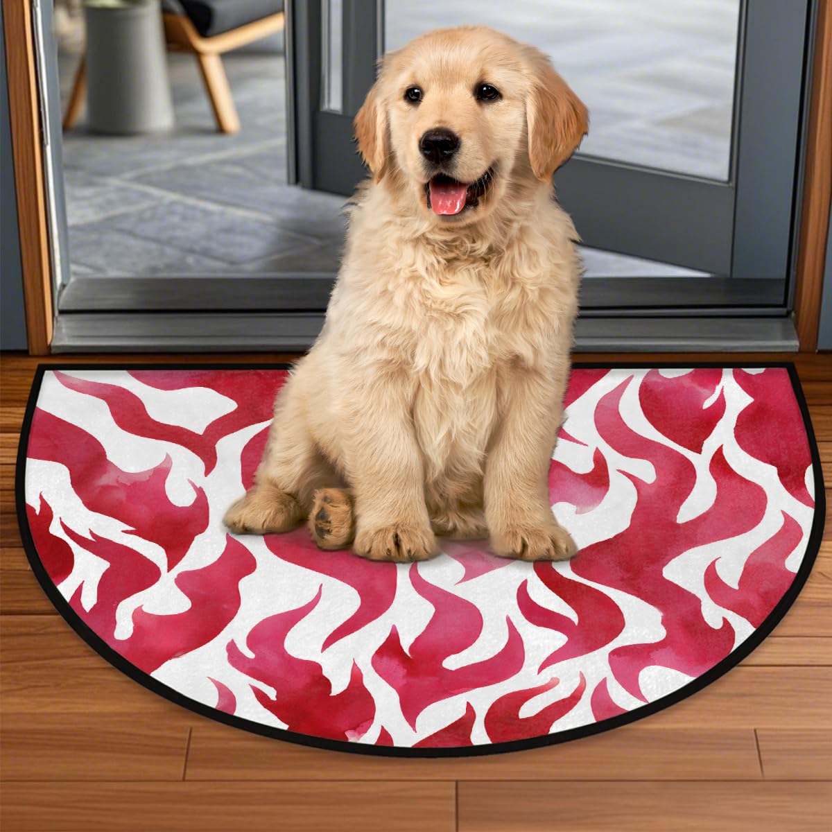 Flame Half Round Door Mat Semi Moon Rug Fireplace Carpet Area Rugs (Color3)