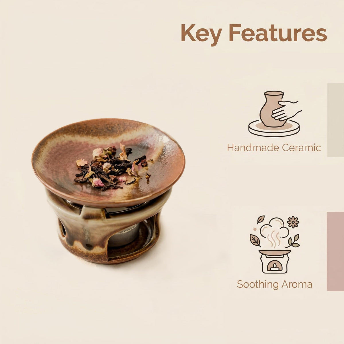 Ceramic Herbal Burner Set (Terracotta)