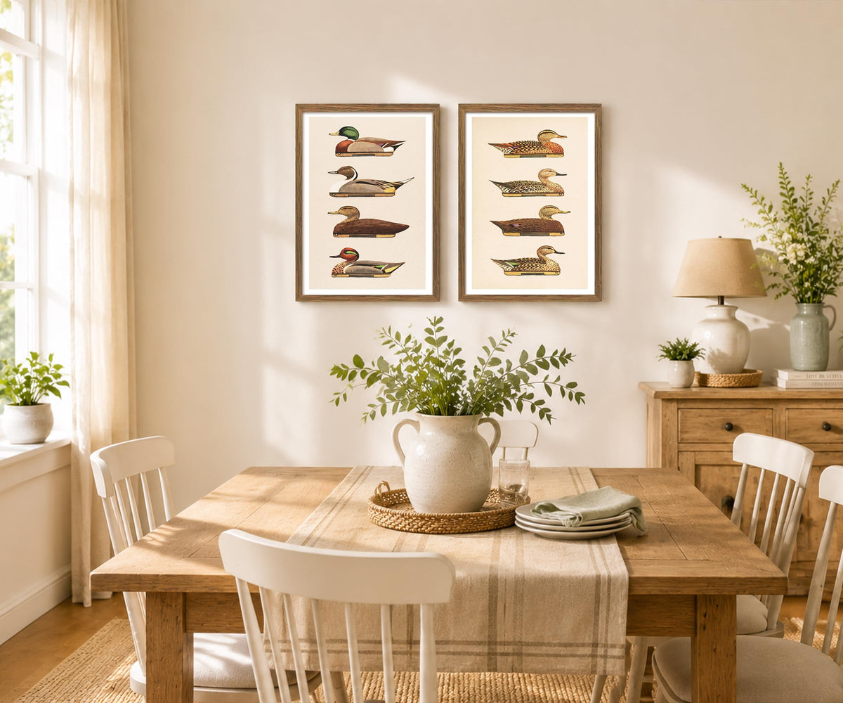 Vintage Duck Wall Art Set of 2 Framed (landduck / 12"L x 16"W)