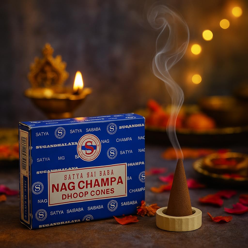 Sai Baba Nag Champa dhoop Cones incienso 6 Pack (1 / Nag Champa)