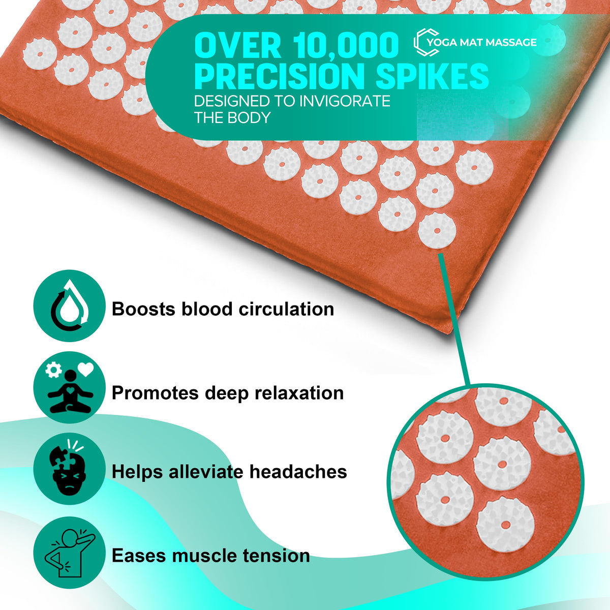 Sivan Acupressure Mat & Pillow Set for Back & Neck (Orange/White / Large)