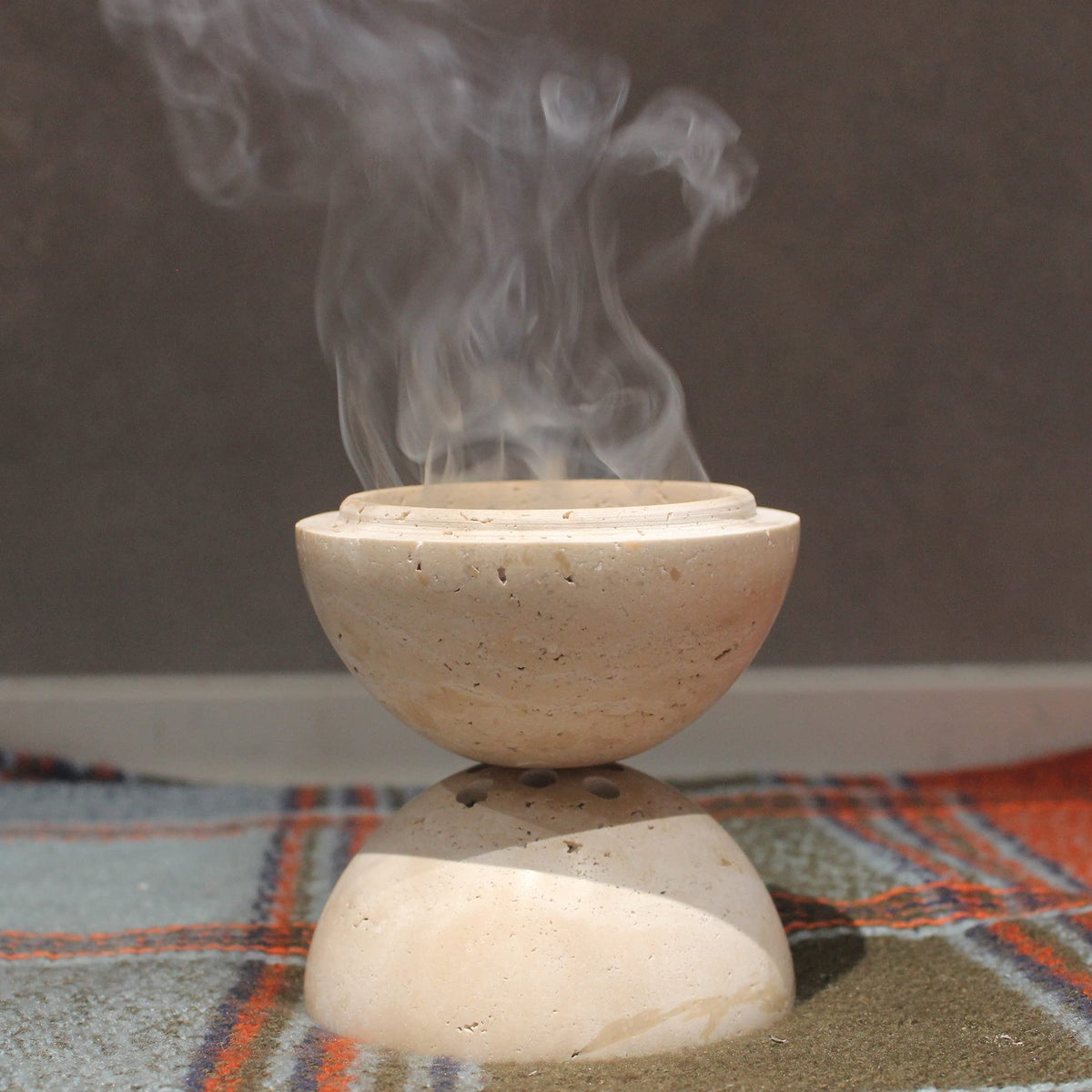 Natural Travertine Incense Cone Holder (Beige)