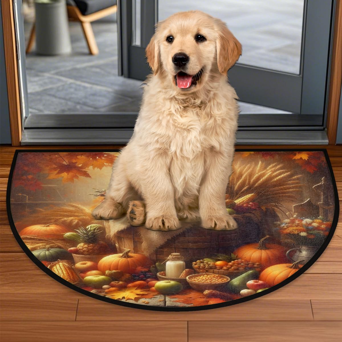 Pumpkin Half Round Door Mat Semi Circle Rug Half Moon Doormat (B:b-21)