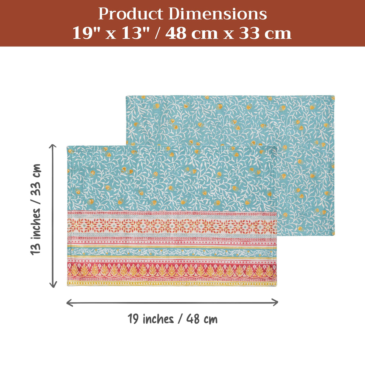 Placemats Set of 4 Reusable 100% Cotton (006 - Carpo / 13" X 19" (Pack of 4))