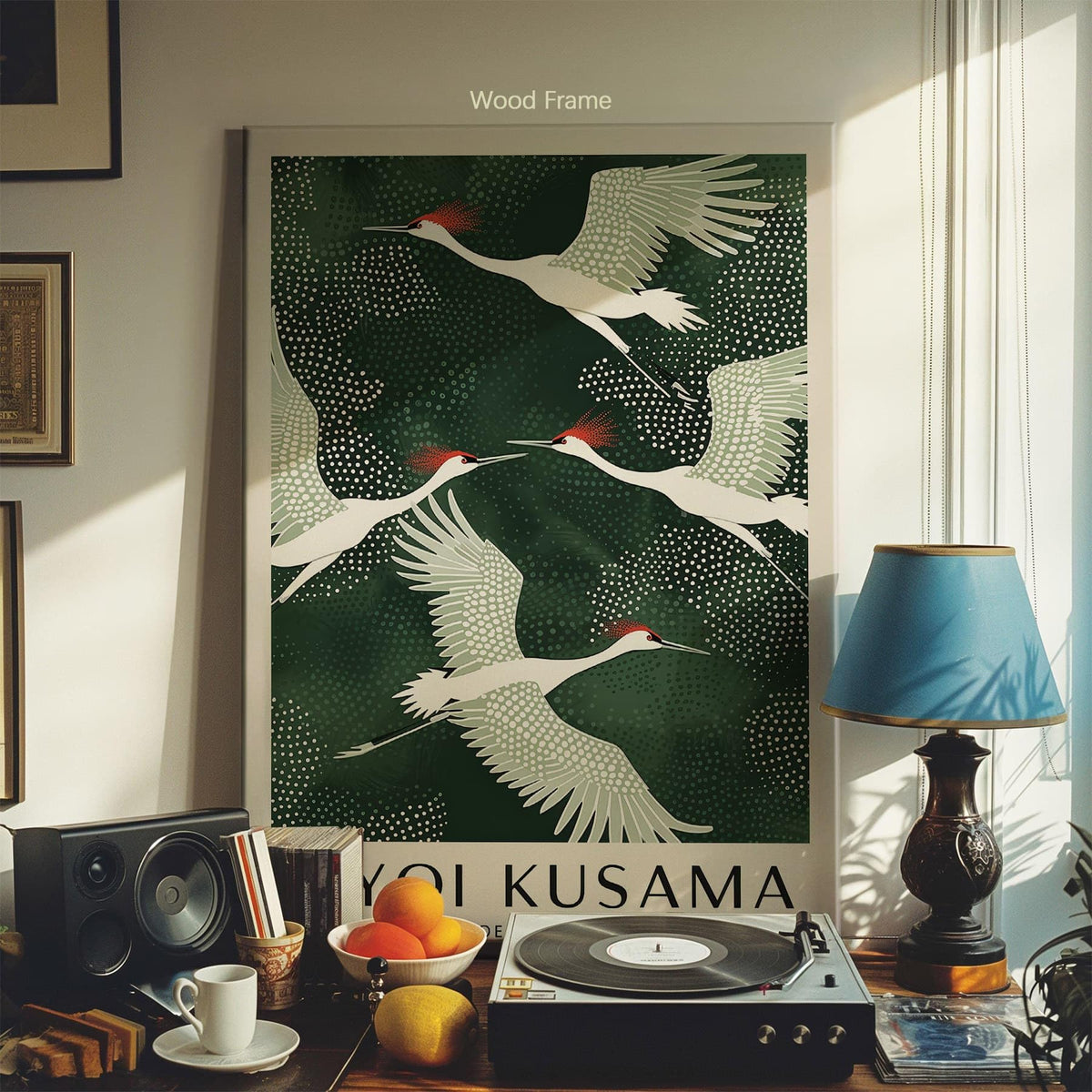 Framed Canvas Wall Art Japanese Flying Cranes Artwork 12x16in Vintage Bird Pictures Aesthetics Posters Minimalist Animal Prints Nordic Nature Zen Calm for Living Room Bedroom Office Decor (Wrapped Canvas / Japanese Art 007 / 16"L x 12"W)