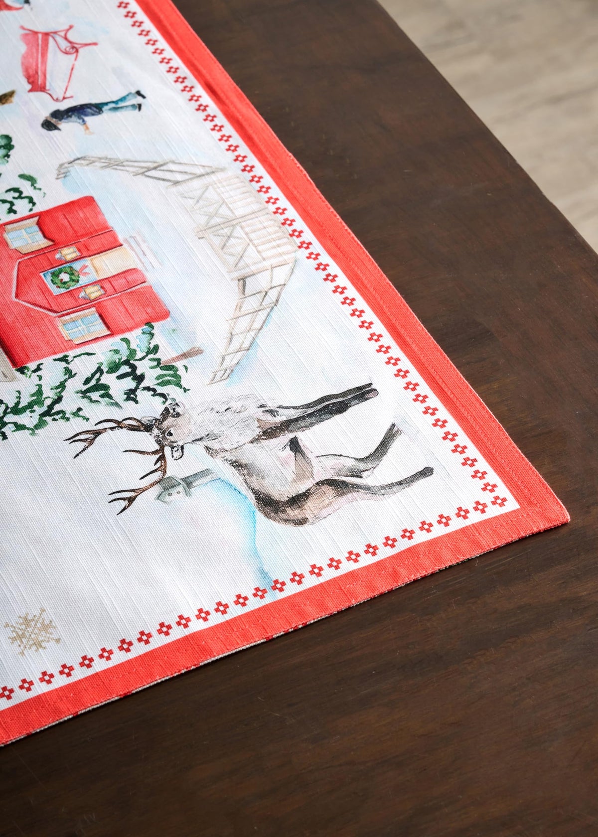 Placemats Set of 4 Reusable 100% Cotton (065 - Rural Christmas / 13" X 19" (Pack of 4))