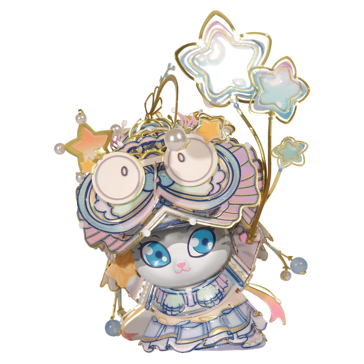 3D Puzzles The Mermaid Kitty Cat Beauty Kitten Metal Figures Model (The Cat Beauty)