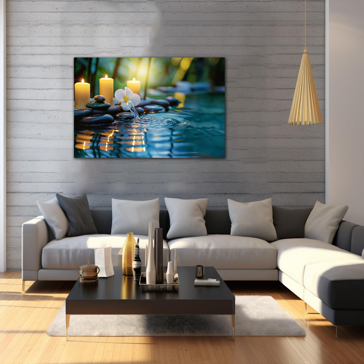 Zen Wall Art Zen Black Stone Canvas Prints for Meditation Office Decor (Zen Stones Canvas Frame-09 / 48"L x 32"W)