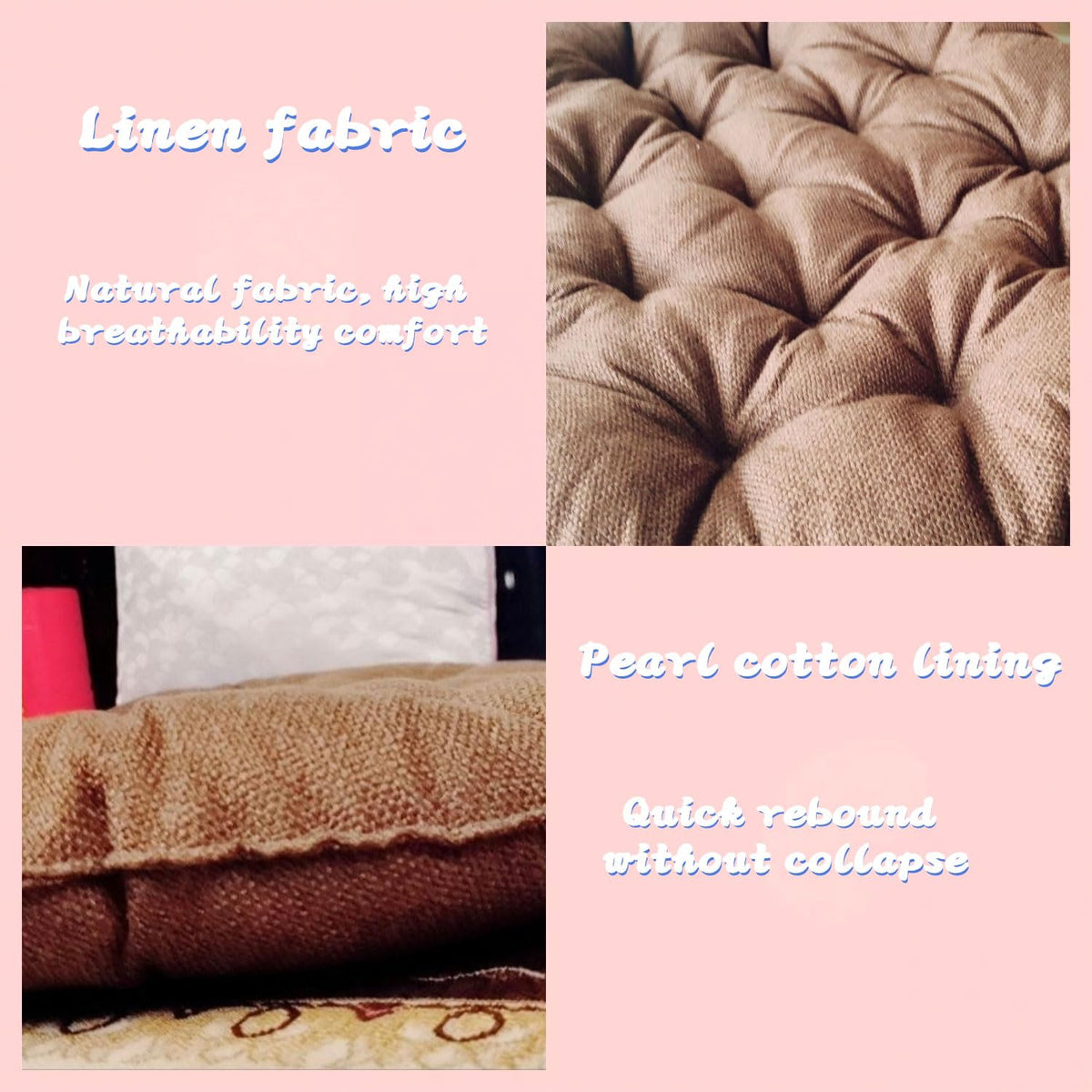 Large Linen Floor Cushions 26inch (26inch / Khaki)
