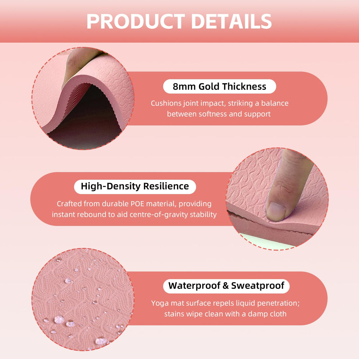 Large Yoga Mat Thick (Peach pink)