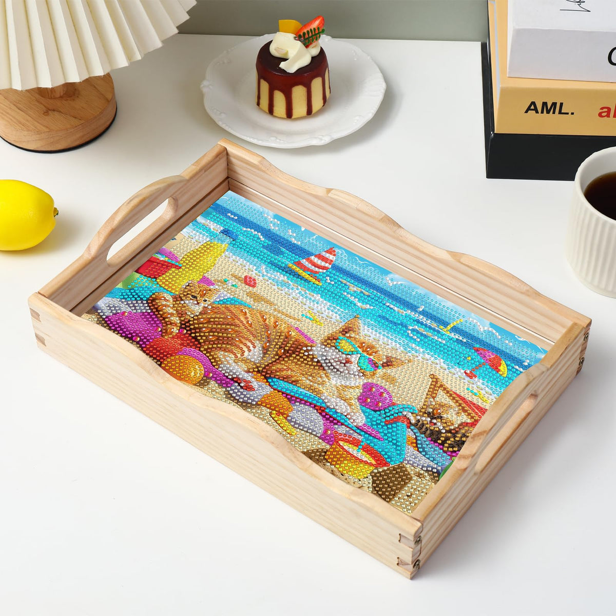 Diamond Art Kits for Adults Wooden Serving Trays with Handles (Cat AA)