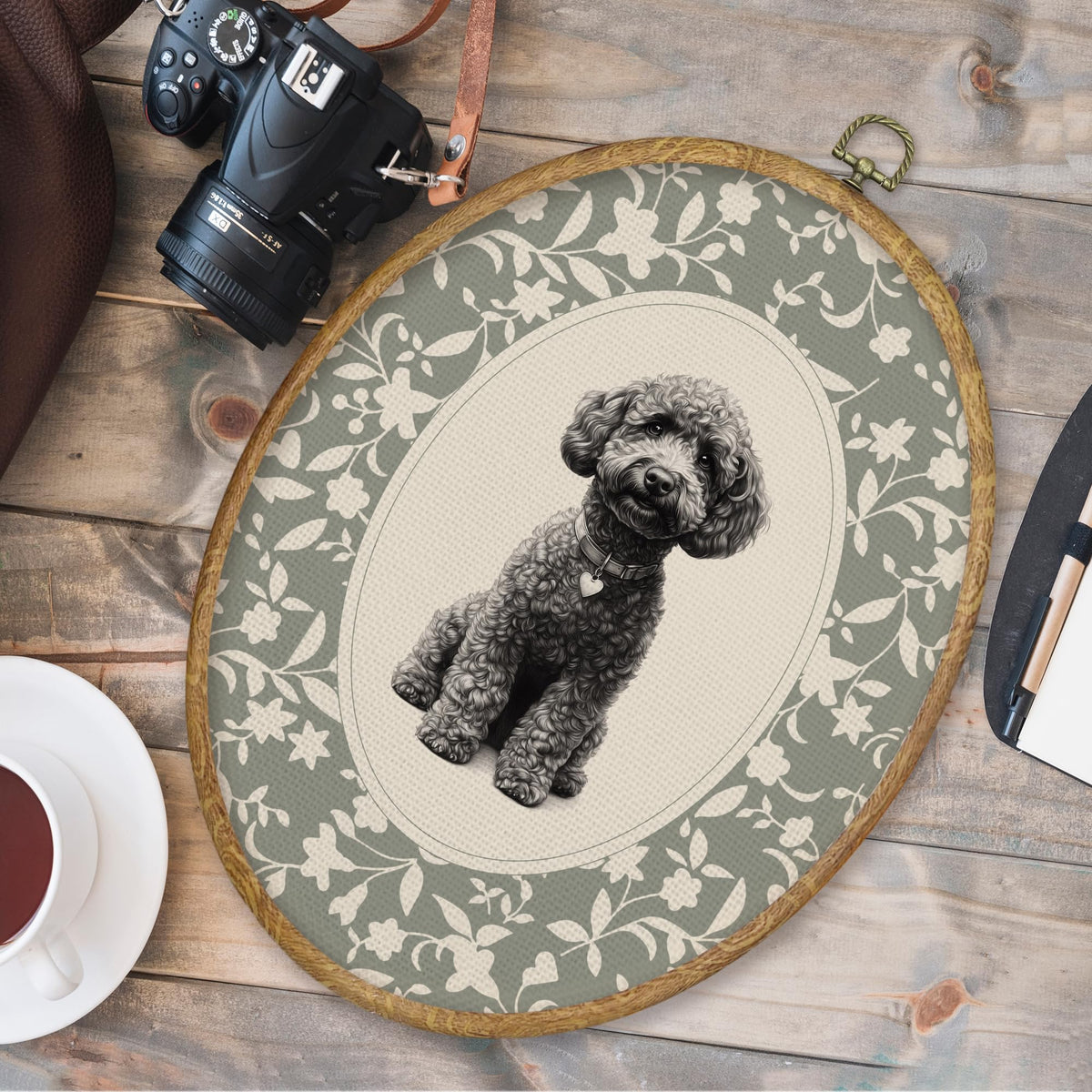 Black Poodle Gifts Oval Wall Art Prints Decor 8.6x11.4 (Colour 60)