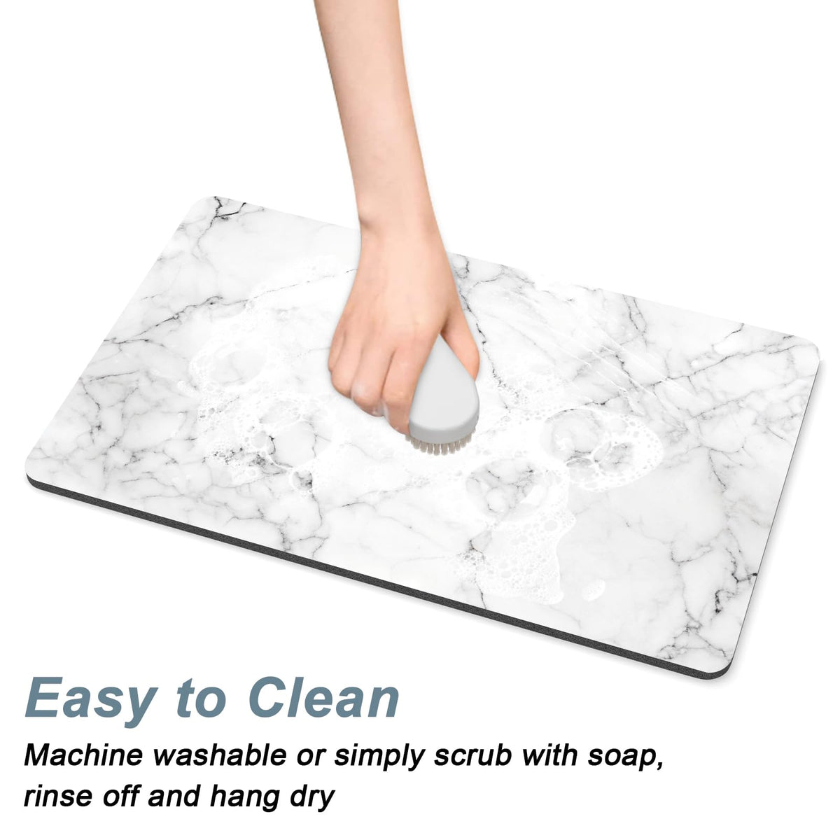 Coffee Mat 12" x 19" Cute Marble Style Coffee Bar Mats for Espresso Machine Station Accessories and Organizer (Gray White Marble / 12" x 19")