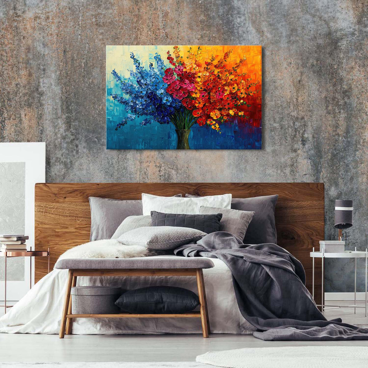Large Colorful Wildflower Canvas Art Bedroom Daisy Poppy Picture Living Room Wall Decor Abstract Nature Plant Wall Art Bouquet Flower Painting Watercolor Floral Poster Artwork Home Decorations 32x48” (48"L x 32"W / Abstract Bouquet)