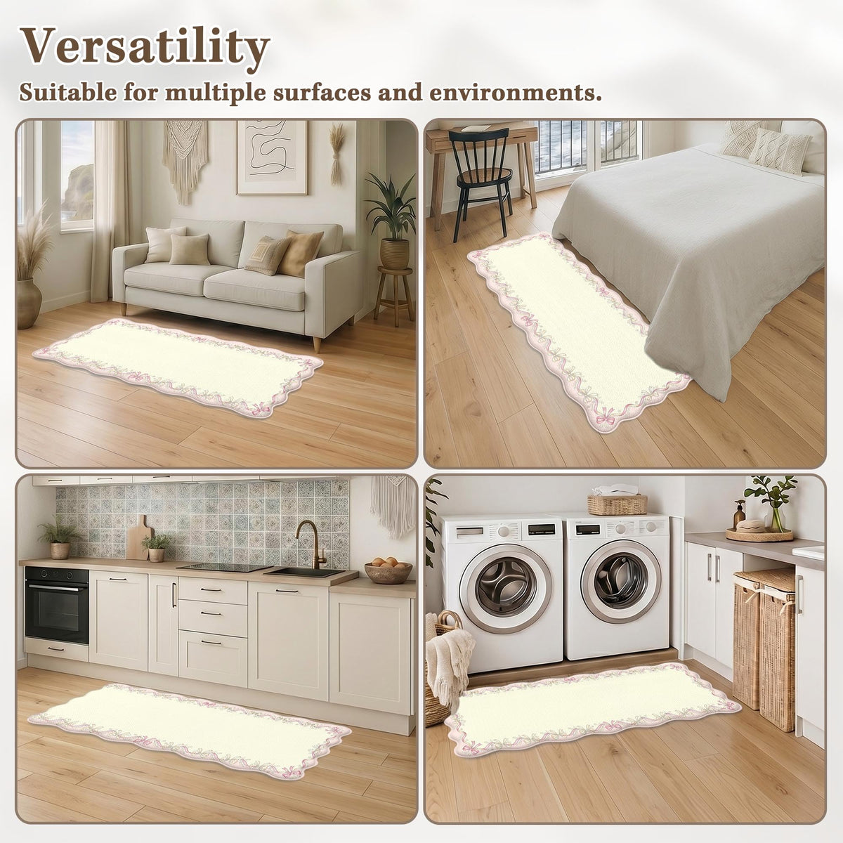 Anti Fatigue Kitchen Mats Set of 2 (Coquette Bows / 17.3''x29.9''+17.3''x47'')
