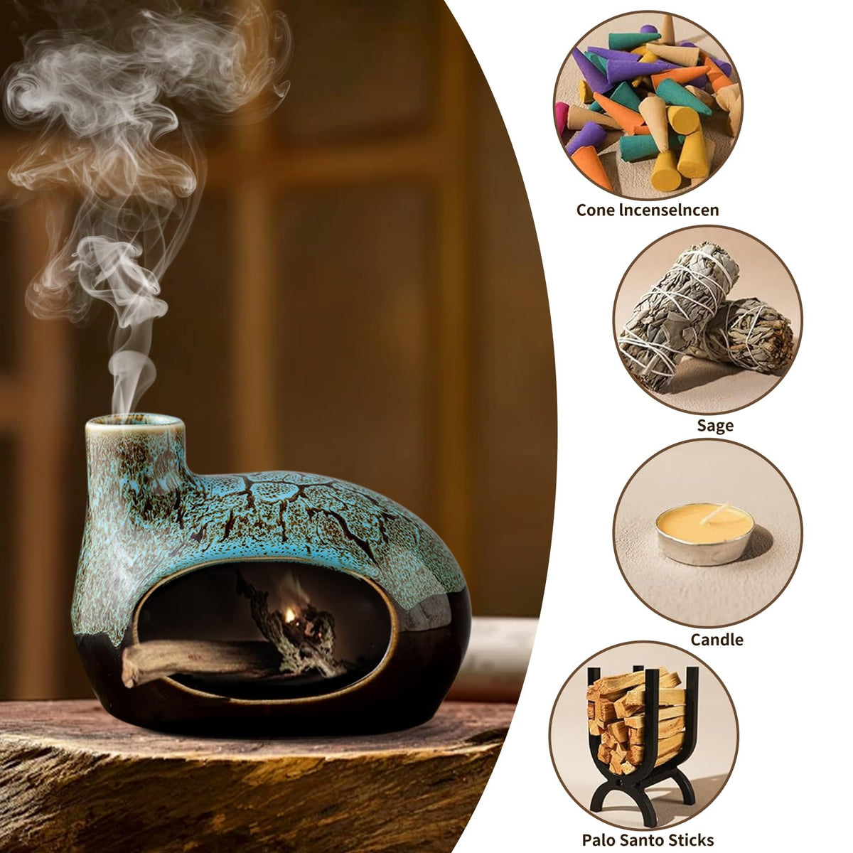 Handcrafted Ceramic Palo Santo Holder (Viridis)