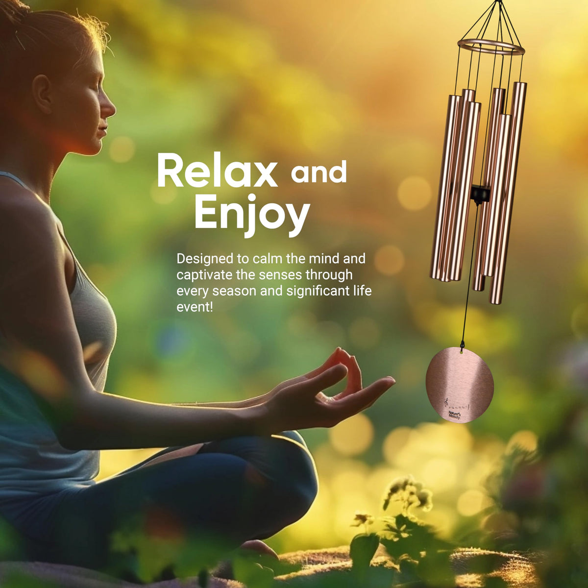 Nature’s Melody Aureole Tunes Wind Chimes (36" / Rose Gold)