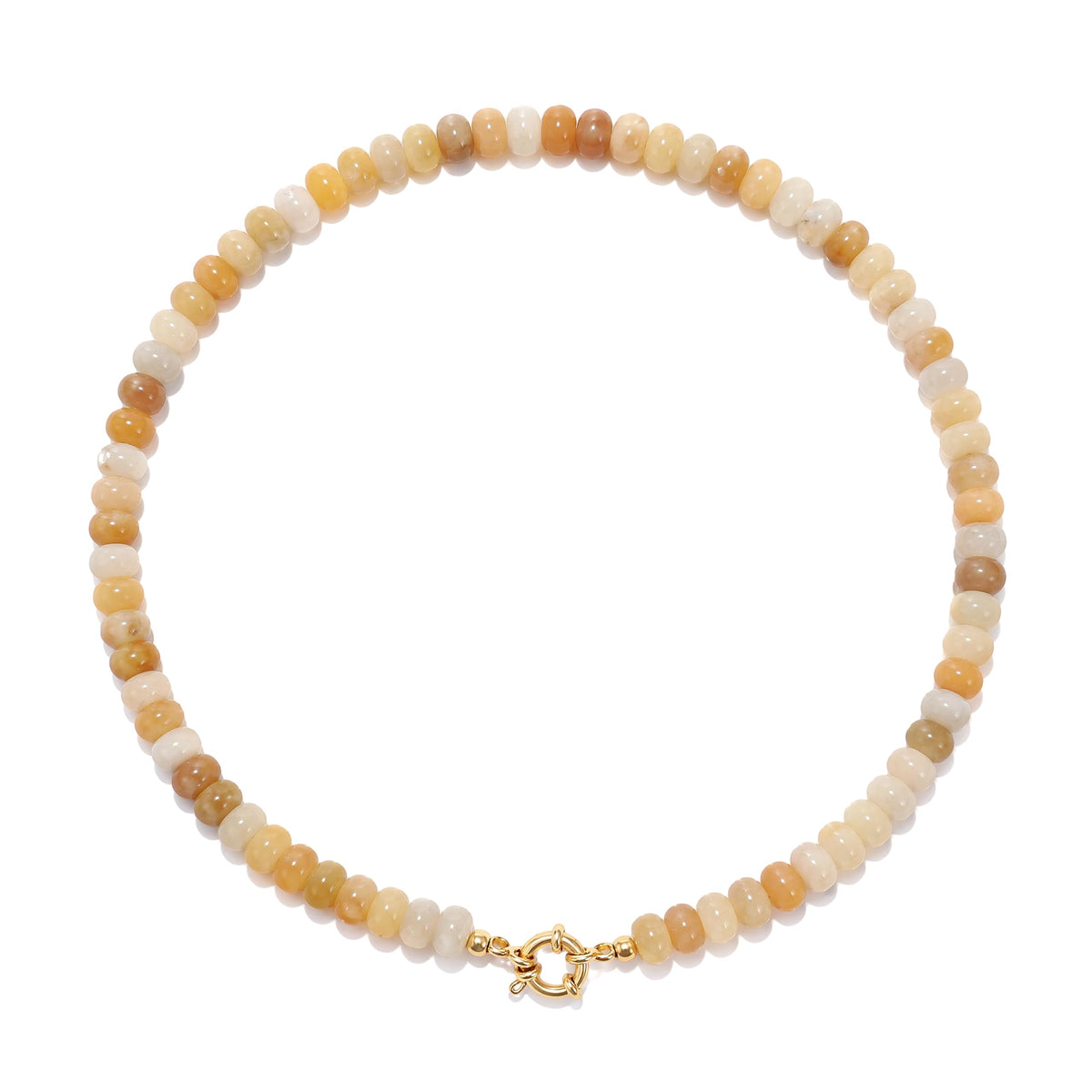 Yellow Natural Stone Beaded Choker Necklace for Women (Apricot-yellow)