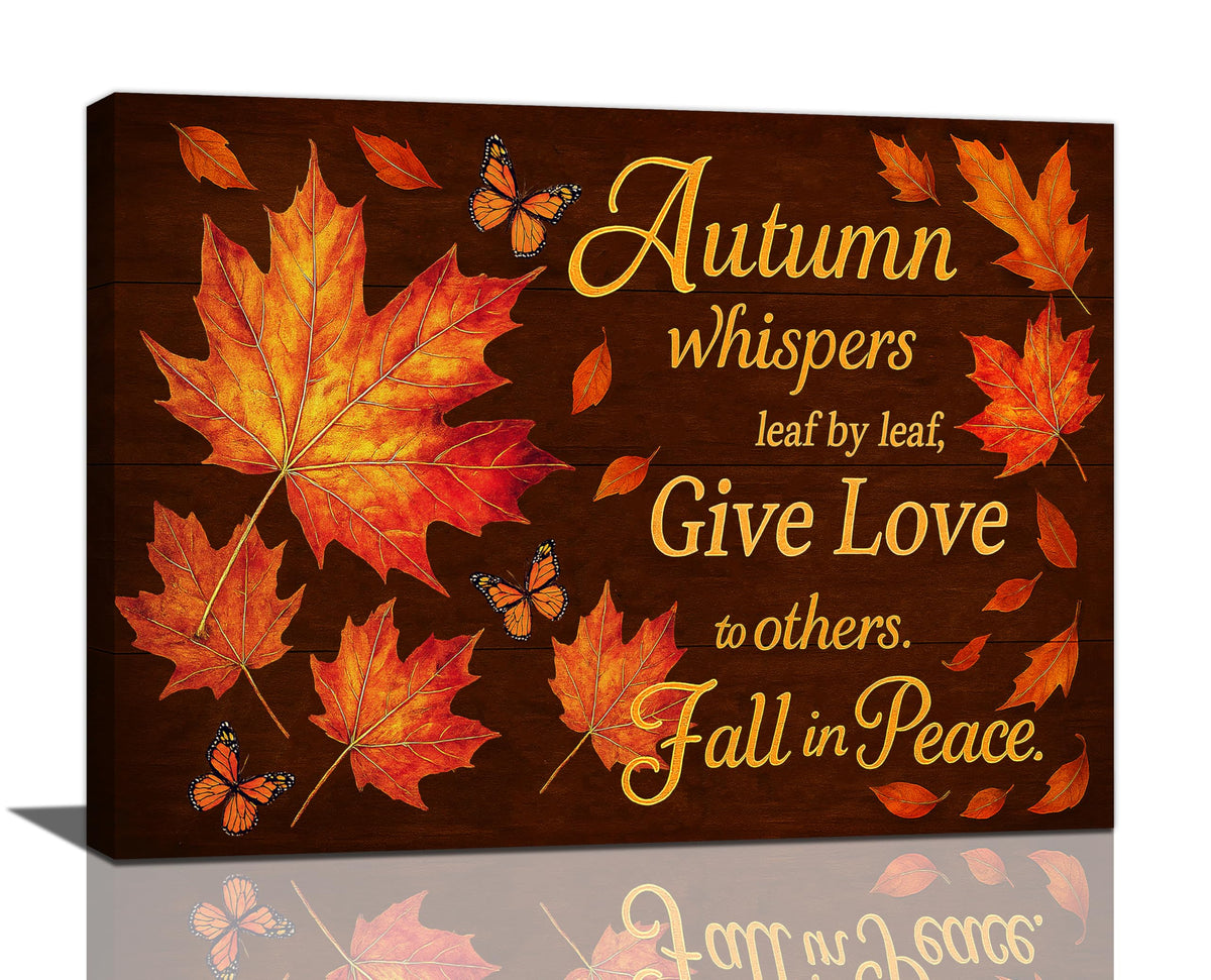 Fall Maple Leaves Wall Art Christian Canvas Wall Decor Pictures Christ Paintings Prints Religious Bible verse Artwork Framed Decorations For Church Prayer Room Bathroom Bedroom Living Room Gifts 16" x 12" (Maple Leaves / 16"L x 12"W)