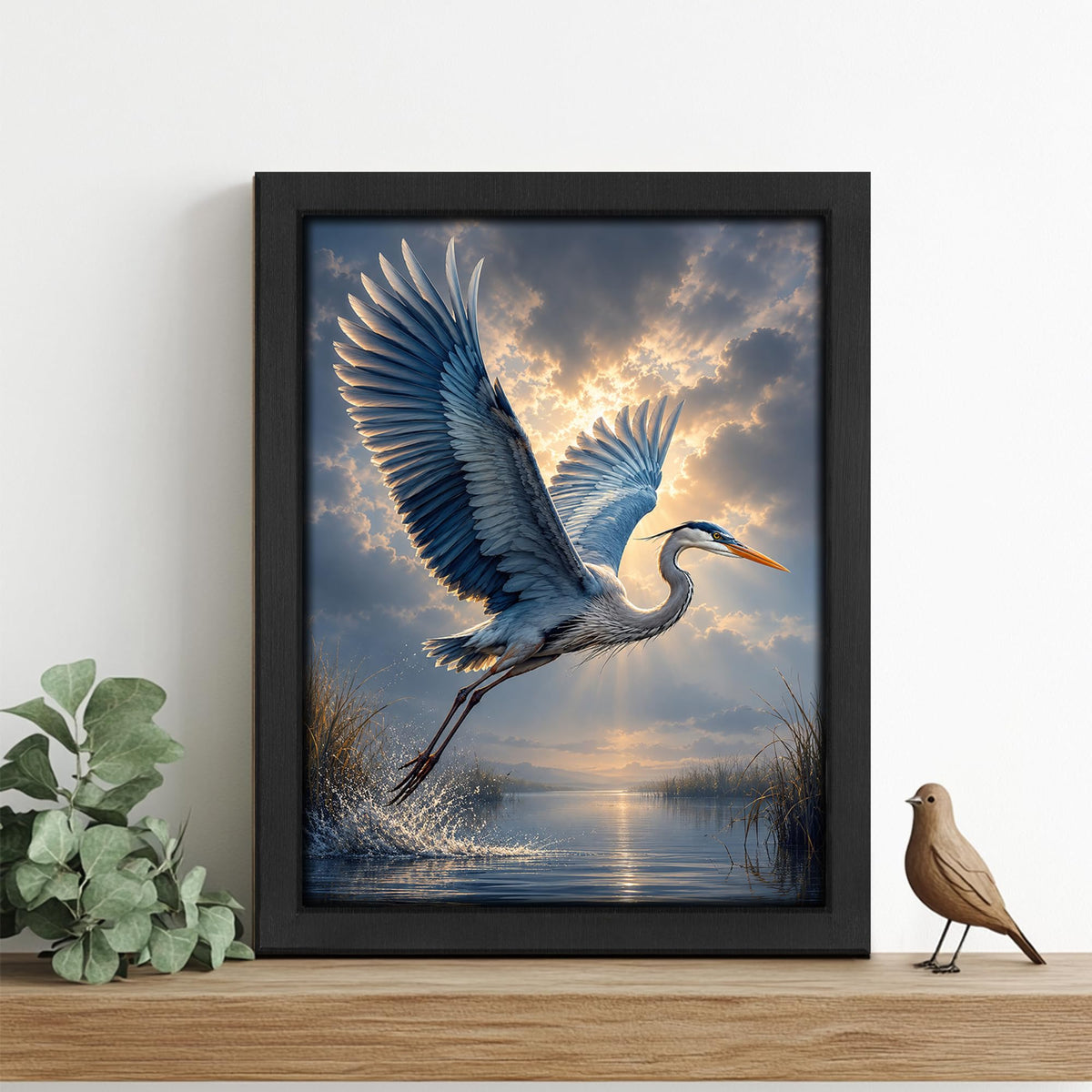 Heron Decor Wall Art (Wall Art Framed 11 / 10"L x 8"W)