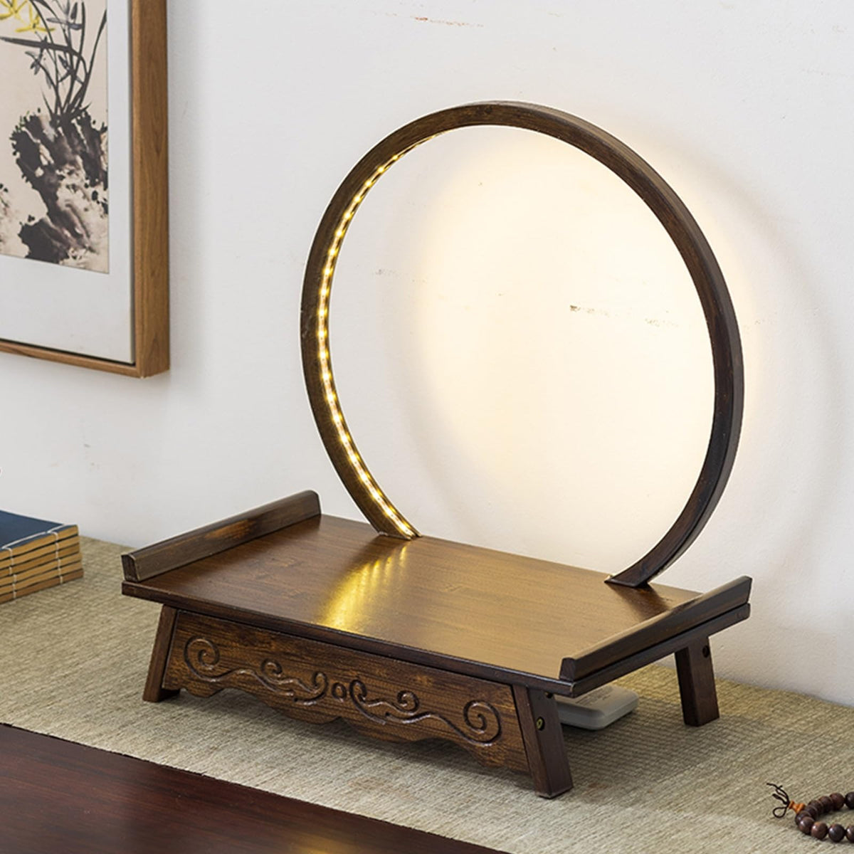 Prayer Altar Chinese Meditation Table (19.7x9x4.3in / Walnut Color)