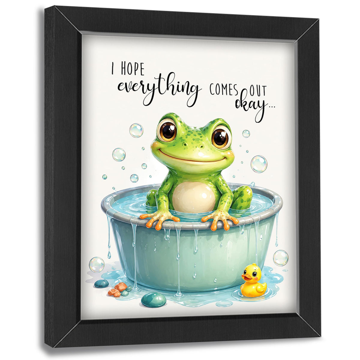 Frog Bathroom Decor Wall Art (Framed Bathroom Art 922 / 10"L x 8"W)
