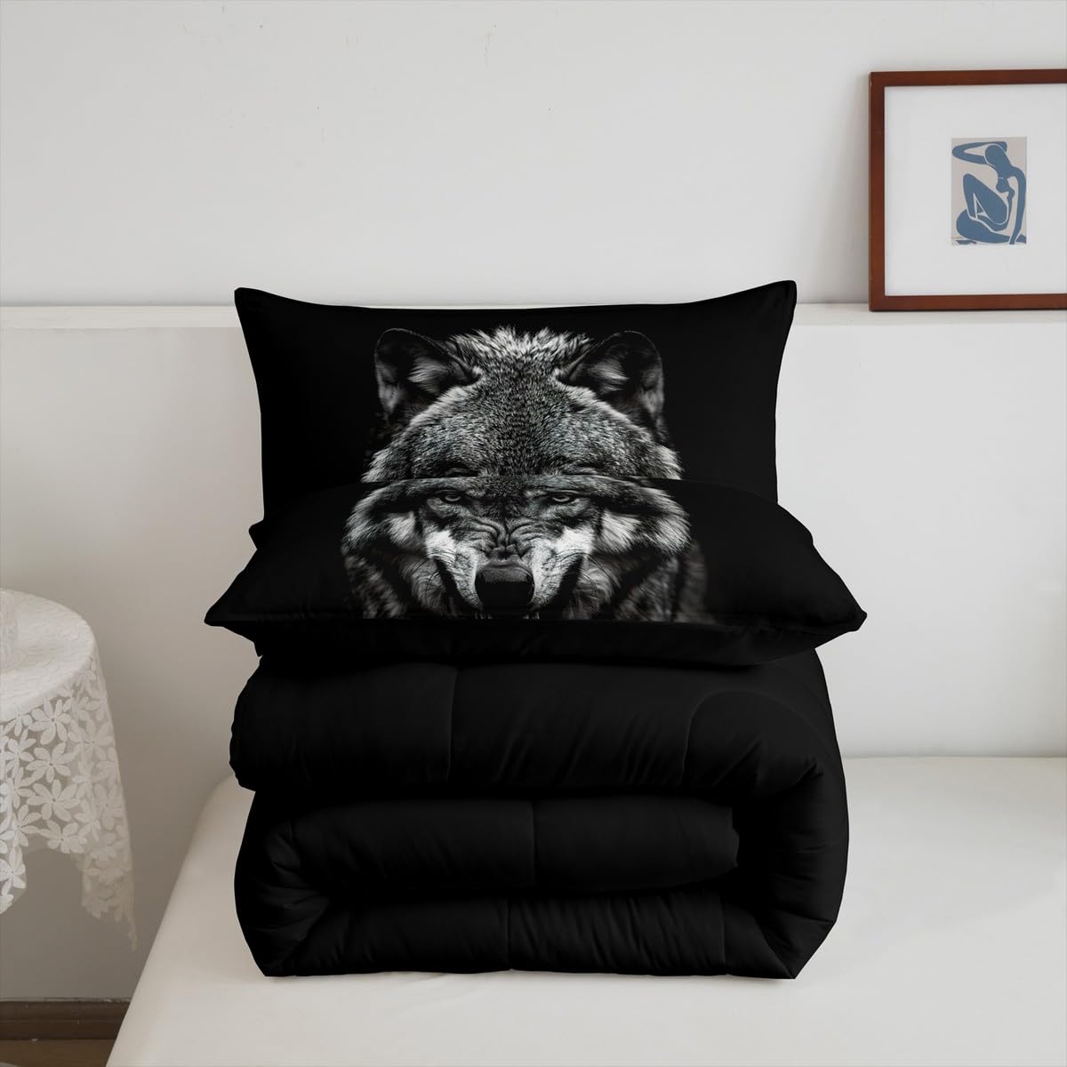 Wolf Comforter Set Twin Size for Kids Boys Girls 3D Wild Animal Print Comforter Wildlife Style Decor Bedding Set Room Decorations Duvet Set Quilt Set 2Pcs (Multi 19537 / Twin)