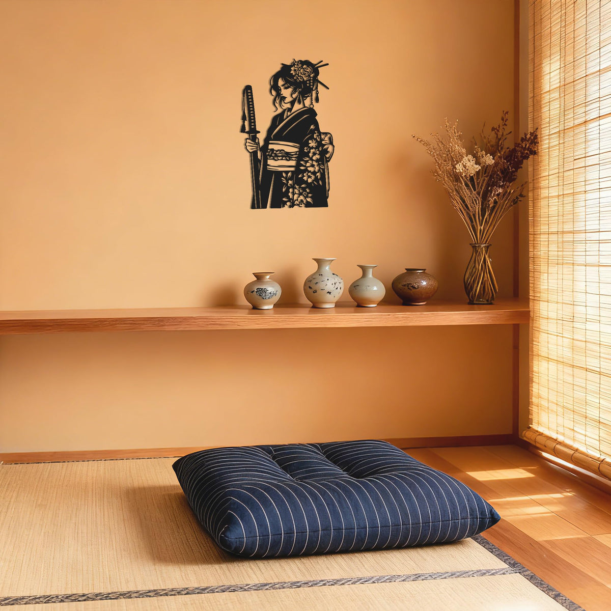 Serene Samurai Metal Wall Art (Serene Samurai Protector)
